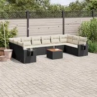 Set Divani da Giardino 11 pz con Cuscini in Polyrattan Nero 3257064