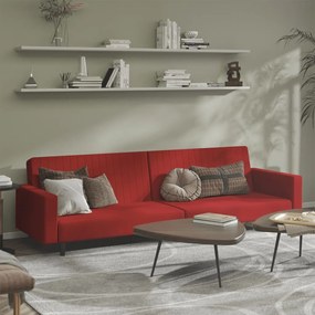 Divano Letto A 2 Posti Rosso Vino İn Velluto /