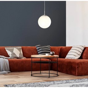 Lampadario bianco/argentato con paralume in vetro ø 20 cm RONDO – EGLO