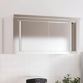 Mobile Cucina Da Parete Con Ante Scorrevoli İn Acciaio Inox /