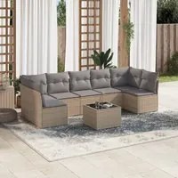 Set Divano da Giardino 8 pz con Cuscini Beige in Polyrattan 3249278