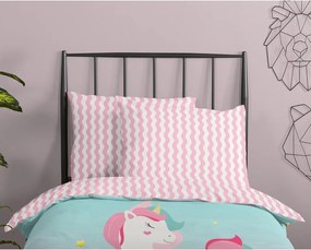 Set copripiumino e federa da bambini rosa/turchese in cotone per letto singolo 140x200 cm Sweety – Good Morning