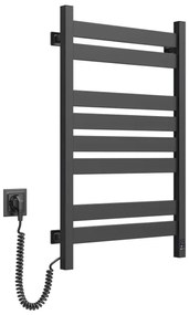 Scaldasalviette da bagno a scala con termostato LARGO, 432 W / 230 V, 80,6 cm, IP44, nero, lato sinistro