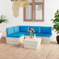 Set Divani da Giardino su Pallet 5 pz con Cuscini Legno Abete 3063484