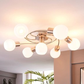Plafoniera soffitto Ciala Lindby, dimmerabile, Alluminio / Grigio / Zincato, Soggiorno / Sala da pranzo, Vetro, Moderno, Plafoniera