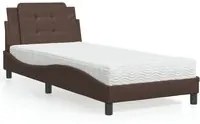 Letto con Materasso Marrone 100x200cm in Similpelle 3208847