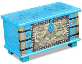 Baule blu legno di mango 80x40x45 cm