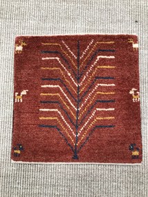 Gabbeh Tappeto 40x40 Rosso (Iran) Annodato A Mano