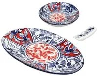Set sushi 3 pezzi con decori rossi e blu Sushiko