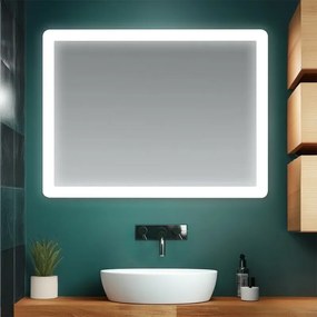 Specchio bagno 100x70 cm con LED naturale e installazione reversibile