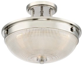 Lampadario Contemporaneo Mantle Vetro Nichel Lucido 2 Luci E27