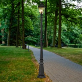 Lindby lampada da esterno Edana, 211 cm, antracite, E27, IP44 Edana, Nero, Alluminio, Moderno