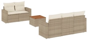 Set divano da giardino 6 pz con cuscini beige in polyrattan