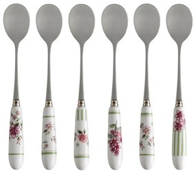 Set di 6 cucchiai con manico in ceramica Nonna Rosa - Brandani