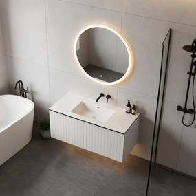 Mobile da bagno sospeso sotto lavabo Pixel grid 1 cassetto  L 80 x H 40 x P 45.5 cm grigio pastello laccato opaco, con maniglia alluminio nero opaco