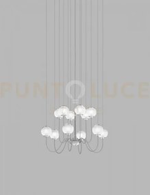 Puppet sospensione 12p bianco sfumato cromo lucido 12 luci attacco g9