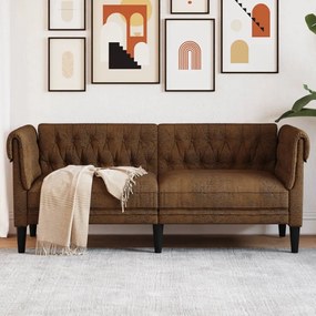 Divano Chesterfield A 2 Posti Marrone İn Tessuto /