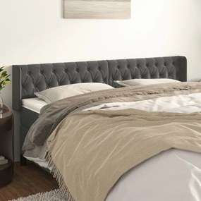 Testiera Ad Orecchio Grigio Scuro 203x16x78/88 Cm İn Velluto /