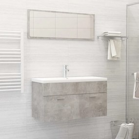 Set mobili da bagno 2 pz grigio cemento in legno multistrato