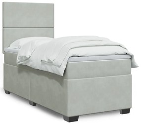 Giroletto A Molle Con Materasso Grigio Chiaro 90x200 Cm Velluto /