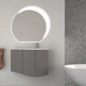 Mobile bagno sospeso con lavabo L 104 x H 70 x P 51 cm grigio nuvola per vasca a destra Onda