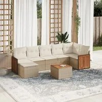 Set Divano da Giardino 8 pz con Cuscini Beige in Polyrattan 3227878