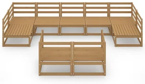 Set divani da giardino 9 pz in legno massello di pino