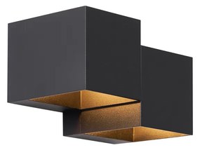 Lampada da parete moderna nera 2 luci - Transfer Double