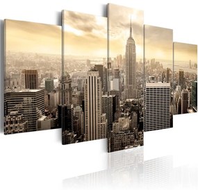 Quadro New York e sorgere del sole  Colore Giallo, Dimensioni e Misure 100x50