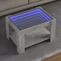 Tavolino Salotto con LED Grigio Cemento 73x53x45 cm Multistrato 847549