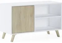 Mobile TV 95x40x57cm soggiorno salotto con porta sinistra colore Bianco e colore porta Rovere modello Wind