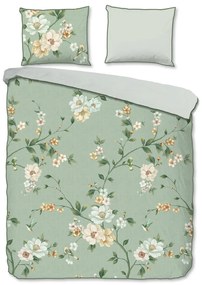 Set copripiumino e federa verde in raso di cotone per letto matrimoniale ed esteso 200x220 cm Sizena – Descanso