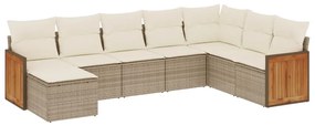 Set divano da giardino 8 pz con cuscini beige in polyrattan