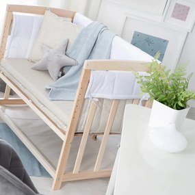 Culla in colore naturale con spazio per riporre oggetti e baldacchino 90x45 cm Liebhabär - Roba