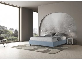 Letto contenitore da 160x200 in microfibra azzurro Azelia