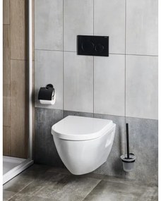 Aqualine - Porta scopino WC SAMBA vetro latteo/nero opaco da parete
