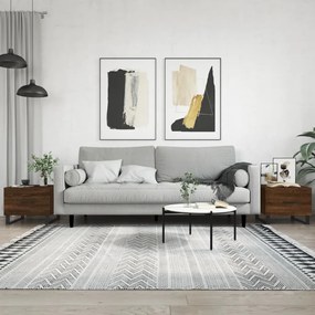 Tavolini Salotto 2 Pz Rovere Marrone 50x50x40 Legno Multistrato /