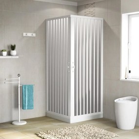 Box doccia con ingresso angolare pieghevole Playa quadrato L 70 x L 80 x H 185 cm in acrilico, sp. 2 mm piumato bianco