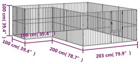 Box per Cani 12 Pannelli Nero Acciaio Zincato