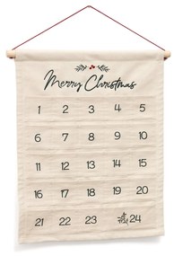 Kave Home - Calendario dell'Avvento Uarda 100% cotone bianco con ricami 56 x 65 cm