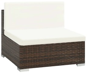 Set divani da giardino 6 pz con cuscini in polyrattan marrone