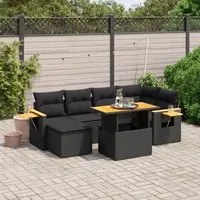 Set Divani da Giardino con Cuscini 7pz Nero Polyrattan 3273617