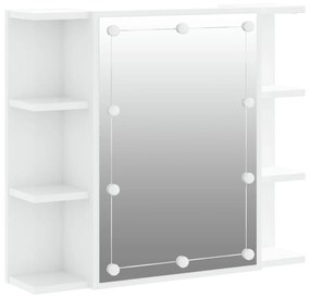 Mobile a specchio con led bianco lucido 70x16,5x60 cm
