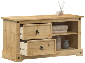 Mobile Porta Tv Corona 100x40x52 Cm İn Legno Massello Di Pino /