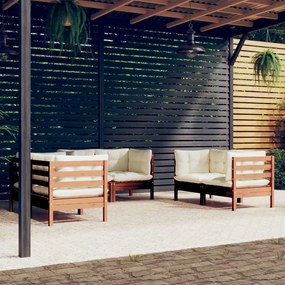 Set divani da giardino 6 pz con cuscini in legno di pino
