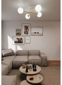 Lampadario da Soffitto MAGNUM 4 in Acciaio e Vetro 4xE14 Colore del corpo Bianco e Oro