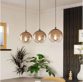 Eglo 901924 - Lampadario a cavo ARISCANI 3xE27/60W/230V nero/beige/fumé