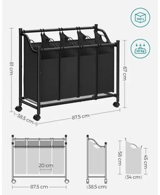 Cesto porta biancheria LINA nero