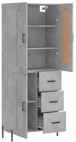 Credenza grigio cemento 69,5x34x180 cm in legno multistrato