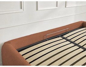 Letto matrimoniale imbottito arancione con contenitore/senza testiera con rete inclusa 160x200 cm Inera – Bobochic Paris